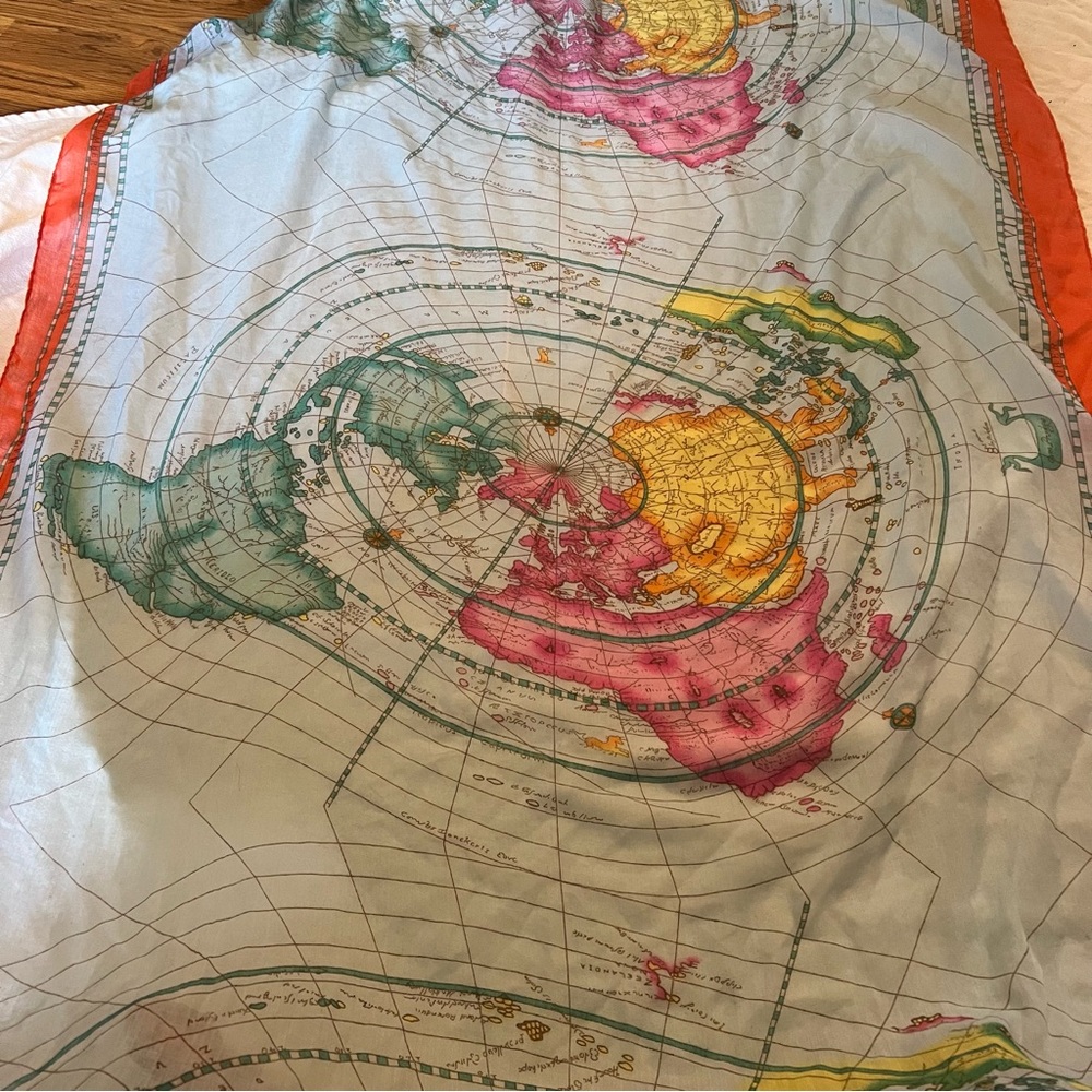 Unisex Large Rectangular Silk World Map Theme Sca… - image 2